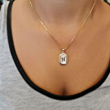 Beyaz Sedefli Altın Harf Kolye (A-Z &apos;ye) (KLY0378)