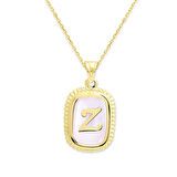 Beyaz Sedefli Altın Harf Kolye (A-Z &apos;ye) (KLY0378)