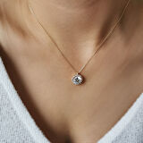 Altın Tek Taş Yuvarlak Kolye (KLY0391)