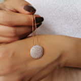 Bombeli Altın Çok Taşlı Yuvarlak Kolye (KLY0406)