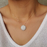 Bombeli Altın Çok Taşlı Yuvarlak Kolye (KLY0406)