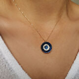 Altın Nazar Boncuklu Bükey Kolye (KLY0411)