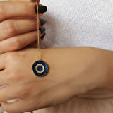 Altın Nazar Boncuklu Bükey Kolye (KLY0411)