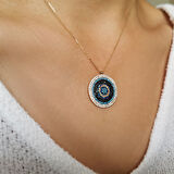 Altın Nazar Boncuklu Tasarım Kolye (KLY0413)