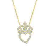 Taç Detaylı Minimal Kalp Kolye (KLY0432)