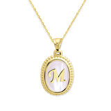 Oval Model Sedef Harf Kolye (Tüm Harfler) (KLY0471)s