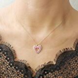 Altın Pembe Kalp Kolye (KLY0563)