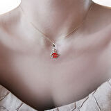 Kırmızı Mineli Altın Satrün Gezegen Kolye (KLY0624)