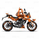 KTM Duke 125 Xtreme Lines Design Sticker Set Turuncu-Siyah-Beyaz (2011-2016)