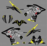 Bajaj Pulsar RS 200 Tiger Design Sticker Set Siyah Gri Sarı