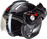 Beon B 702 Reverse Tam Açılır Kask Siyah Beyaz Kırmızı M