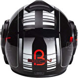 Beon B 702 Reverse Tam Açılır Kask Siyah Beyaz Kırmızı M