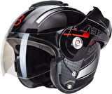 Beon B 702 Reverse Tam Açılır Kask Siyah Beyaz Kırmızı XL