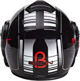 Beon B 702 Reverse Tam Açılır Kask Siyah Beyaz Kırmızı XL