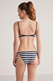 Kom Shella Desenli Dolgulu Bikini Lacivert