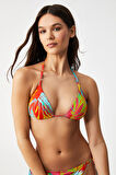 Kom Flower Desenli Üçgen Bikini Turkuaz
