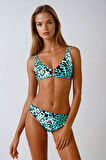Kom Zie Leopar Desenli Büstiyer Bikini Yeşil