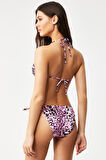 Kom Lazuli Leopar Desen Üçgen Bikini Pembe