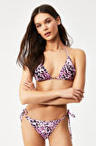 Kom Lazuli Leopar Desen Üçgen Bikini Pembe