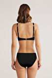 Kom Lolita Simli Kumaş Dolgulu (Push Uplı) Bikini Siyah