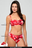 Kom Bluren Straplez Desenli Bikini Takımı Kırmızı