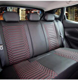 Volkswagen Passat Variant Uyumlu Lüx Deri Oto Koltuk Kılıfı Ön Arka Takım Giydirme Model SİYAH KIRMIZI