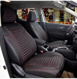 Renault Megane 2 Sedan 2002-2006 Uyumlu Lüx Deri Oto Koltuk Kılıfı Ön Arka Takım Giydirme Model SİYAH KIRMIZI