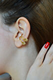 Zirkon Halka Charmlı Çoklu Earcuff Sıkıştırma Kıkırdak Küpesi