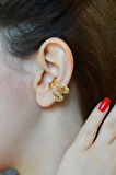 Zirkon Halka Charmlı Çoklu Earcuff Sıkıştırma Kıkırdak Küpesi