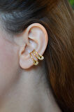 Zirkon Halka Charmlı Çoklu Earcuff Sıkıştırma Kıkırdak Küpesi