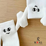 KRAL SOCKS Kadın - Erkek Sevgili Çorabı Mıknatıslı Elele Tutuşan Çorap (2 ÇİFT) HEDİYE KUTULU
