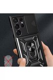 Newface Samsung Galaxy S23 Ultra Kılıf Pars Lens Yüzüklü Silikon - Lacivert