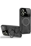 Newface Samsung Galaxy A05 Kılıf Joy Lens Standlı Kapak - Siyah