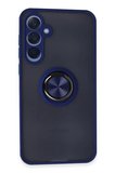 Newface Samsung Galaxy A35 5G Kılıf Montreal Yüzüklü Silikon Kapak - Lacivert