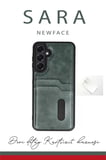 Newface Samsung Galaxy A55 5G Kılıf Sara Kartvizitli Deri Kılıf - Koyu Yeşil