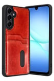 Newface Samsung Galaxy A37 5G Sara Kartvizitli Deri Kılıf - Kırmızı