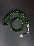 MRYart Yeşil Siyah Toz Kehribar Tesbih ve Bileklik Set