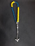 MRYart Sarı Lacivert Cam Boncuk Taraftar Tesbih Şık Tasarım