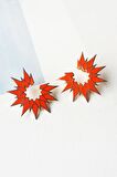 ÇİFTLİ, TURUNCU NEON SPIKEY FLOWER GÜMÜŞ KÜPE