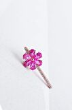 TEKLİ İTHAL FUŞYA ÇİÇEKLİ FLOWER GÜMÜŞ KÜPE