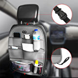 Alfa Romeo Stelvio Araç İçi Deri Koltuk Arkası Organizer Düzenleyici Koruyucu Gri