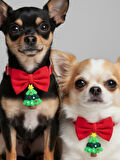 Christmas Tree Yılbaşı Köpek Papyon Tasması | Kırmızı Fiyonk Boyun Aksesuarı | Noel Temalı Köpek Süsü