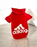 Red Adidog Kapşonlu Sweatshirt Köpek Kazağı