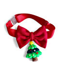 Christmas Tree Yılbaşı Kedi Papyon Tasması | Kırmızı Fiyonk Boyun Aksesuarı | Noel Temalı Kedi Süsü