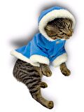Blue Furry Kapşonlu Sweatshirt Ceket Kedi Süeteri Kıyafeti 
