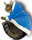Blue Furry Kapşonlu Sweatshirt Ceket Kedi Süeteri Kıyafeti 