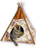 Tepee ThirtyFour Kedi Evi, Kedi Barınağı, Kedi Çadırı, Minderli Kedi Yatağı