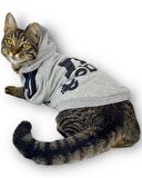 Gri Adidog Kapşonlu Duo Kedi Sweatshirt Duo