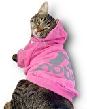 Pembe Adidog Kapşonlu Kedi Sweatshirt Kazak Duo 