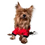 Darky Hearts Kırmızı Kapşonlu Penye Köpek Tulumu